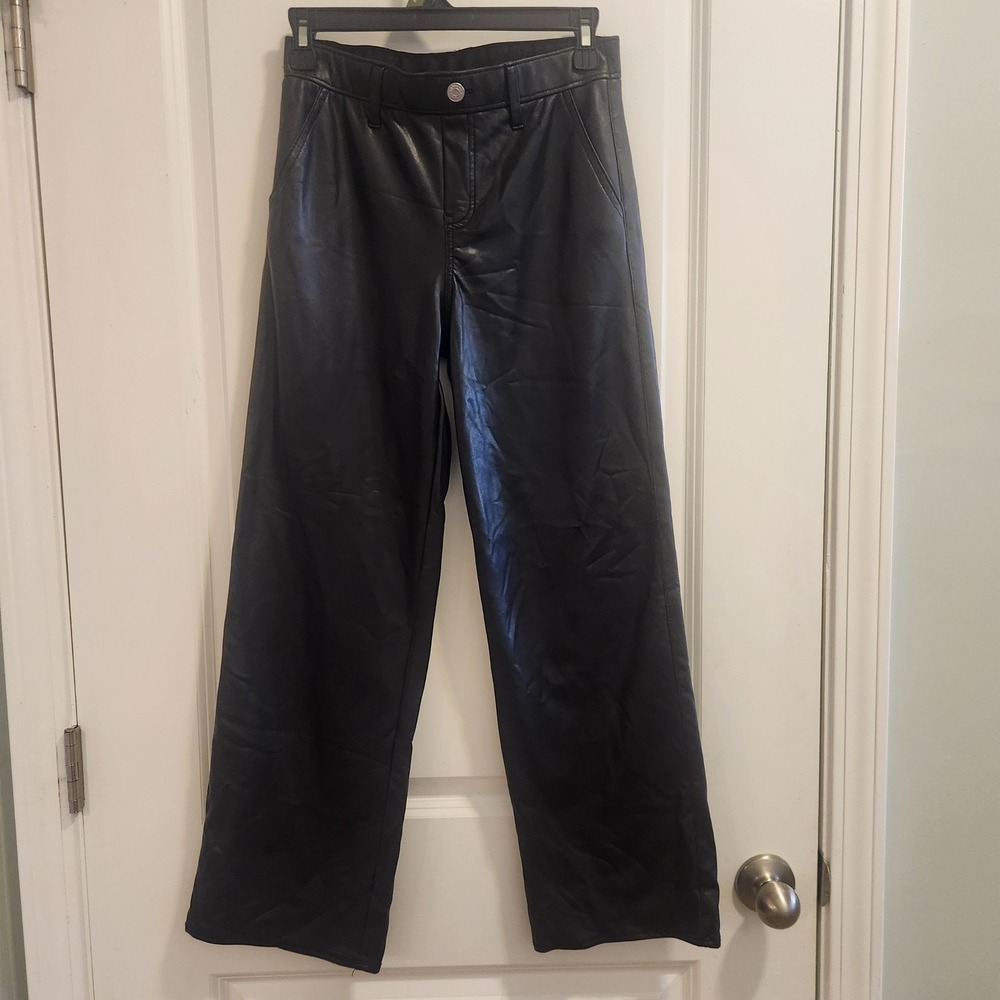 Abercrombie Kids Black Vegan Faux Leather Wide Leg Pants Size 13/14